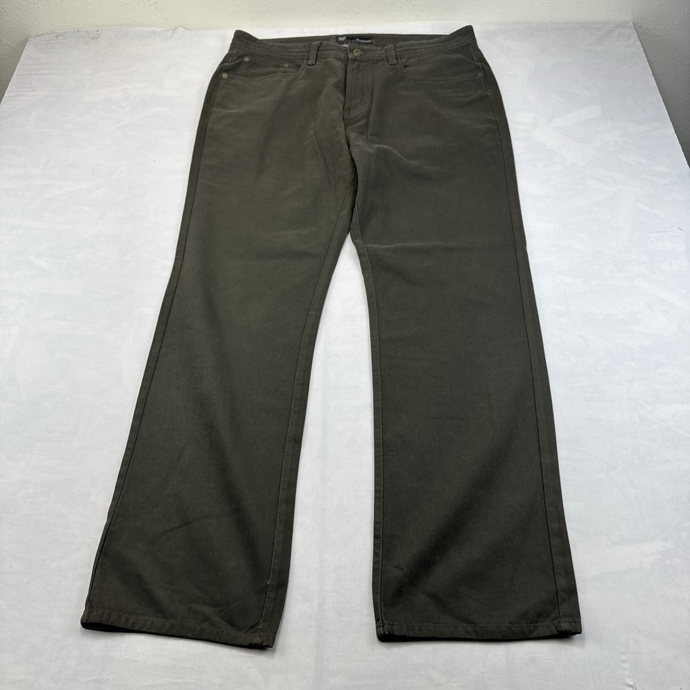 Weatherproof Men's Pants 36x32 Dark Olive 100% Cotton Straight Leg 5 Pocket